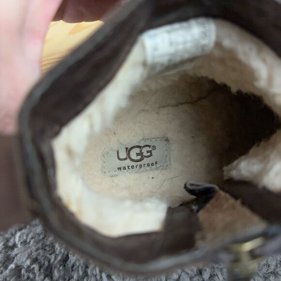 Ugg Boots Cheyne Women Size 5.5 Brown Leather Waterproof Wool Lined Ankle Bootie - Picture 7 of 9